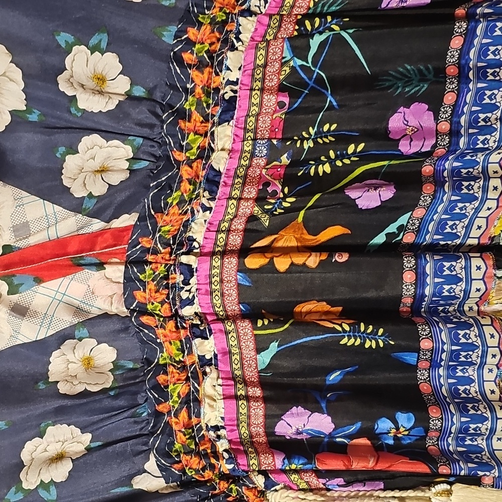 Johnny Was Dunas Silk Multicolor Floral Long Sleeve Maxi Dress - MD! - Picture 8 of 9